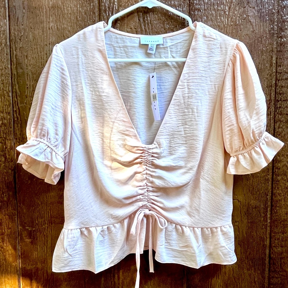 NWT Topshop Blush Pink Margot Ruched Top Size 8